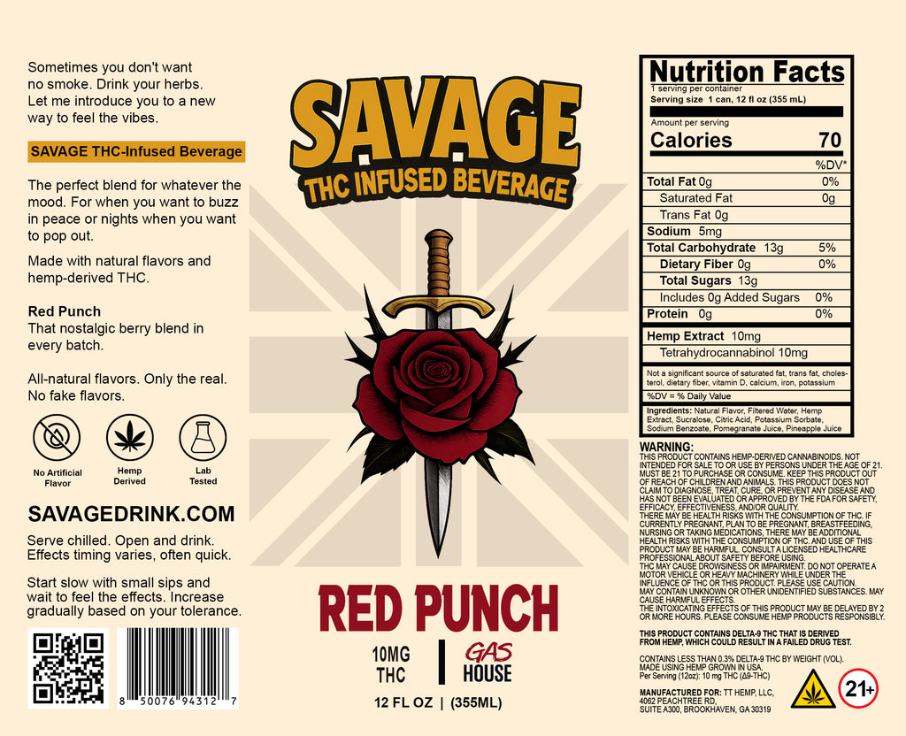 Savage Hemp THC-Infused Beverage Red Punch