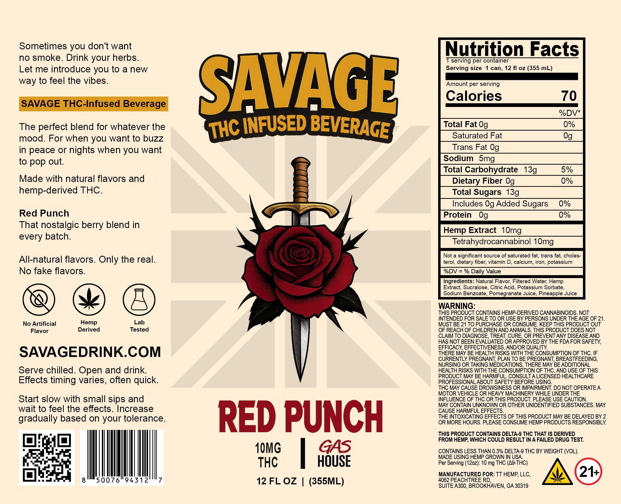 Savage Hemp THC-Infused Beverage Red Punch