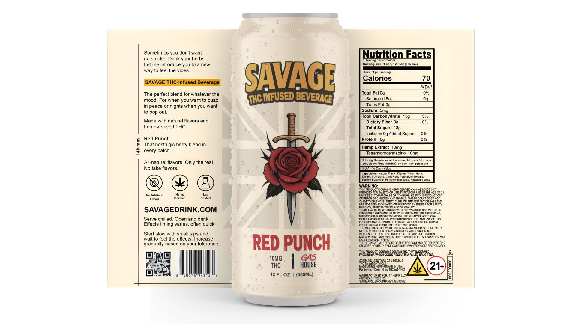 Savage Hemp THC-Infused Beverage Red Punch